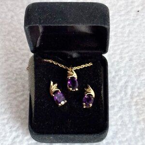 Purple Amethyst Necklace & Earring Set